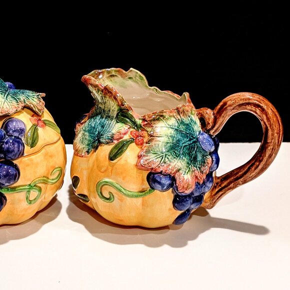 Fitz and Floyd Autumn Harvest Sugar Bowl and Creamer Set - 1993 - Picture 1 of 8